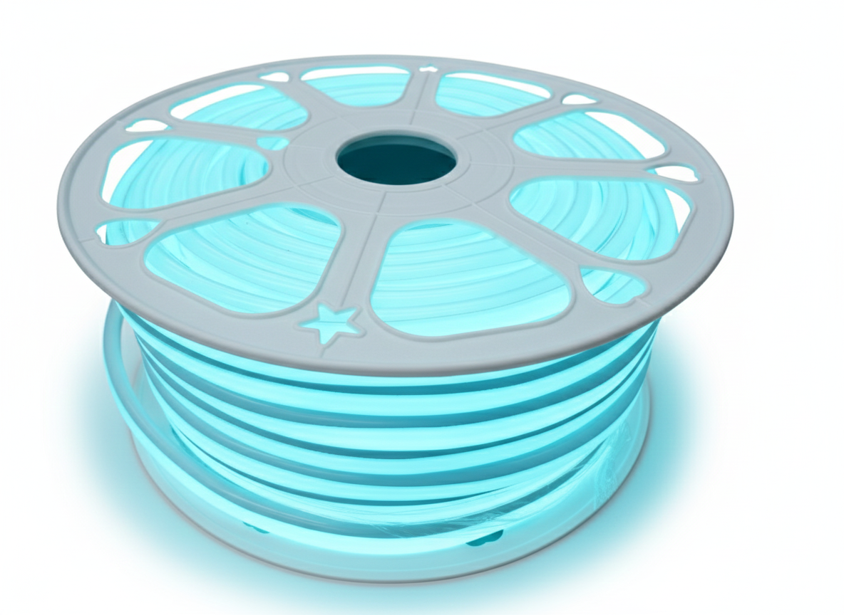 MANGUERA NEON LED LUZ AZUL CELESTE ROLLO 25 MTS