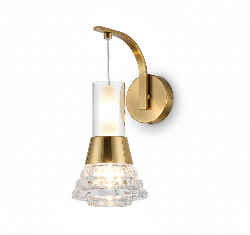 LAMPARA DE PARED DECORATIVA LED CON DISEÑO DE CAMPANA CRISTAL 3 TEMPERATURAS