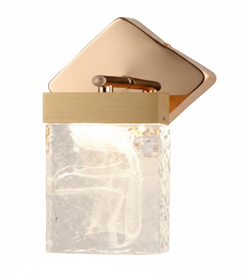 LAMPARA DE PARED DECORATIVA LED CON DISEÑO CUADRADO CRISTAL 3 TEMPERATURAS