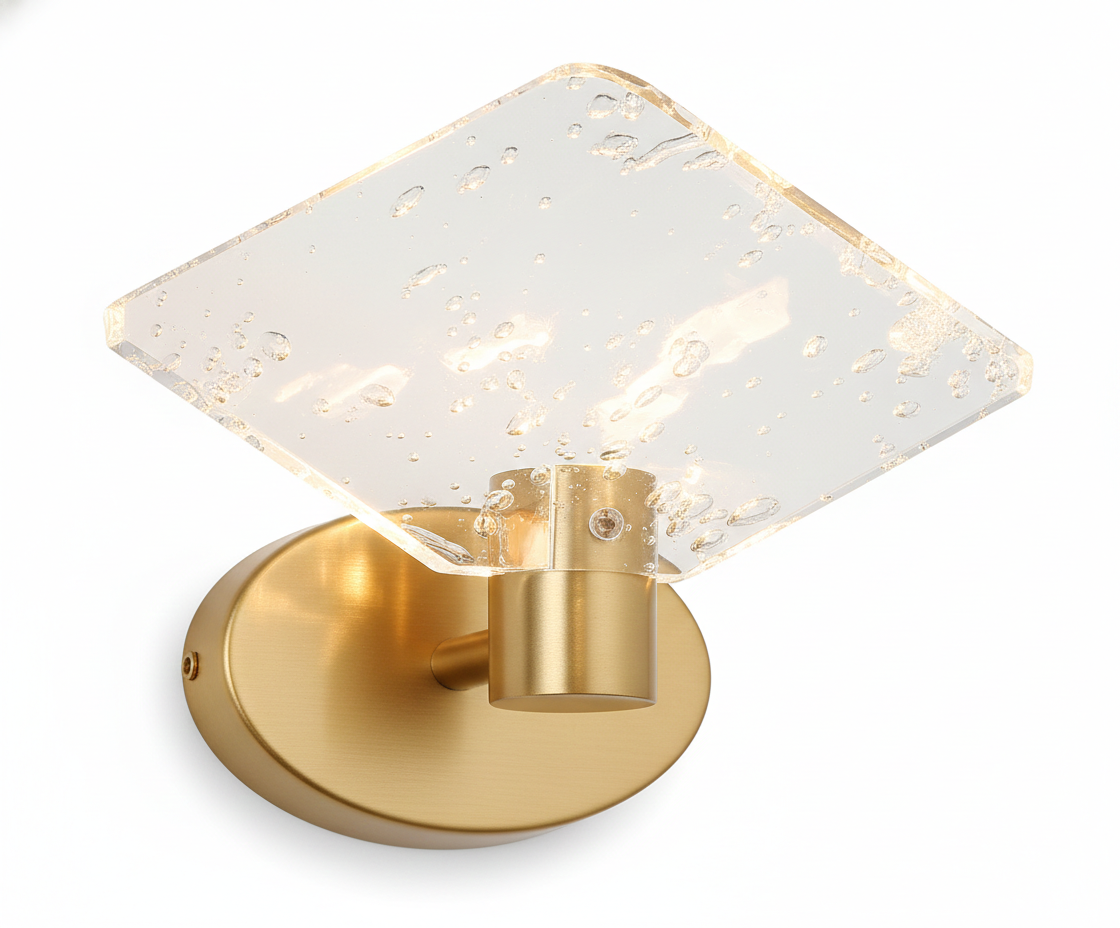 LAMPARA DE PARED DECORATIVA LED CON DISEÑO DE ROMBO CRISTAL 3 TEMPERATURAS
