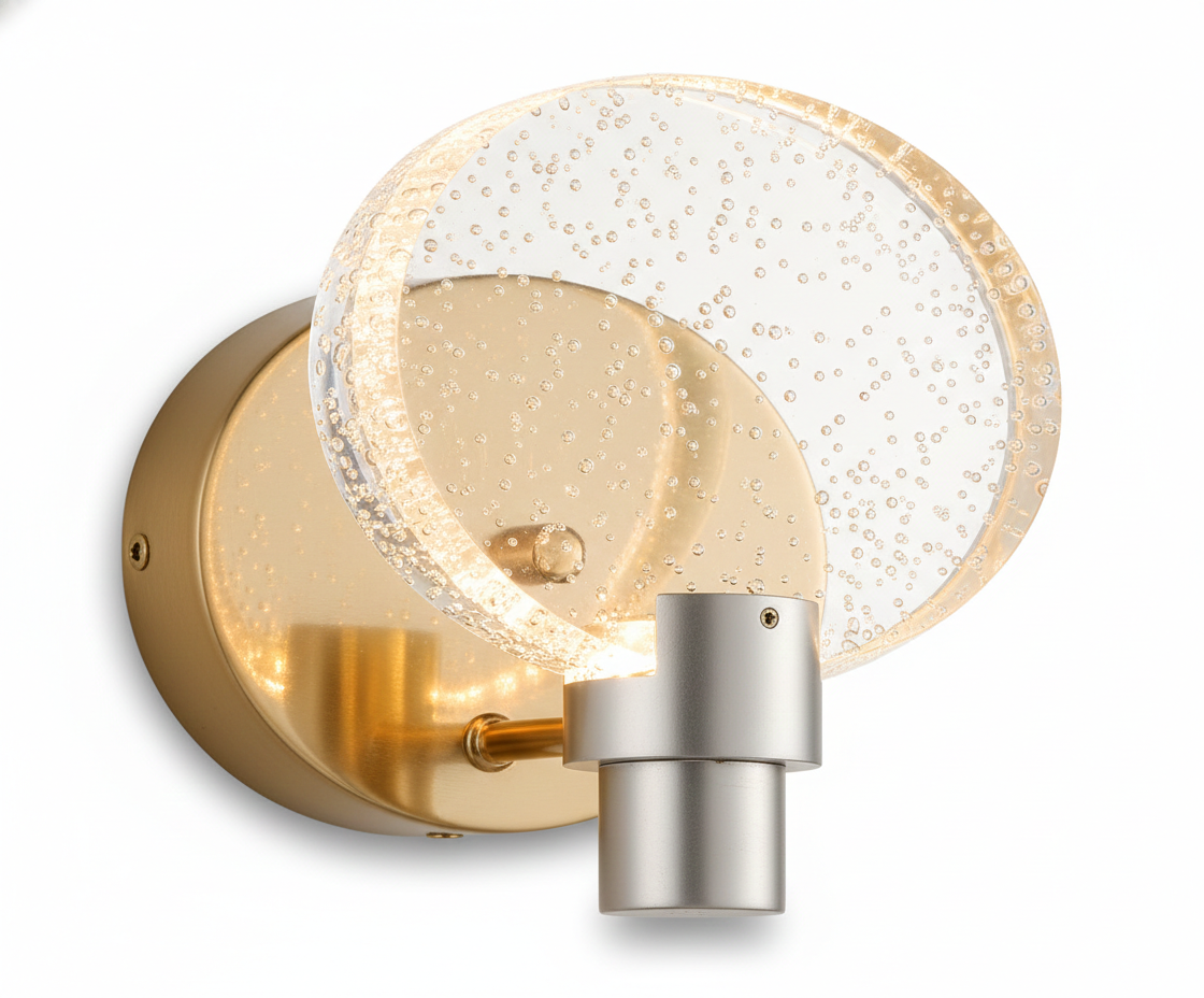 LAMPARA DE PARED DECORATIVA LED CON DISEÑO REDONDO CRISTAL 3 TEMPERATURAS