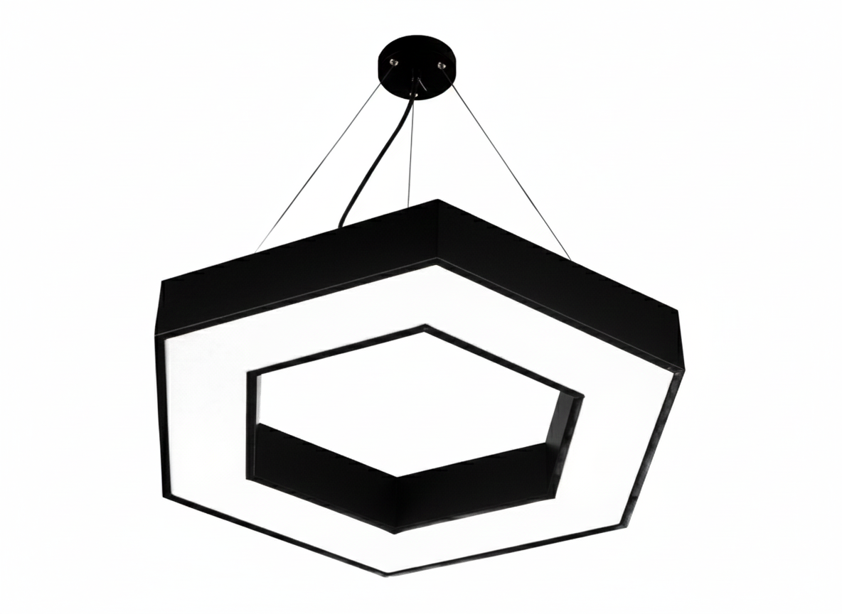 LAMPARA DE OFICINA LED COLGANTE EN FORMA DE HEXAGONO 72W LUZ BLANCA