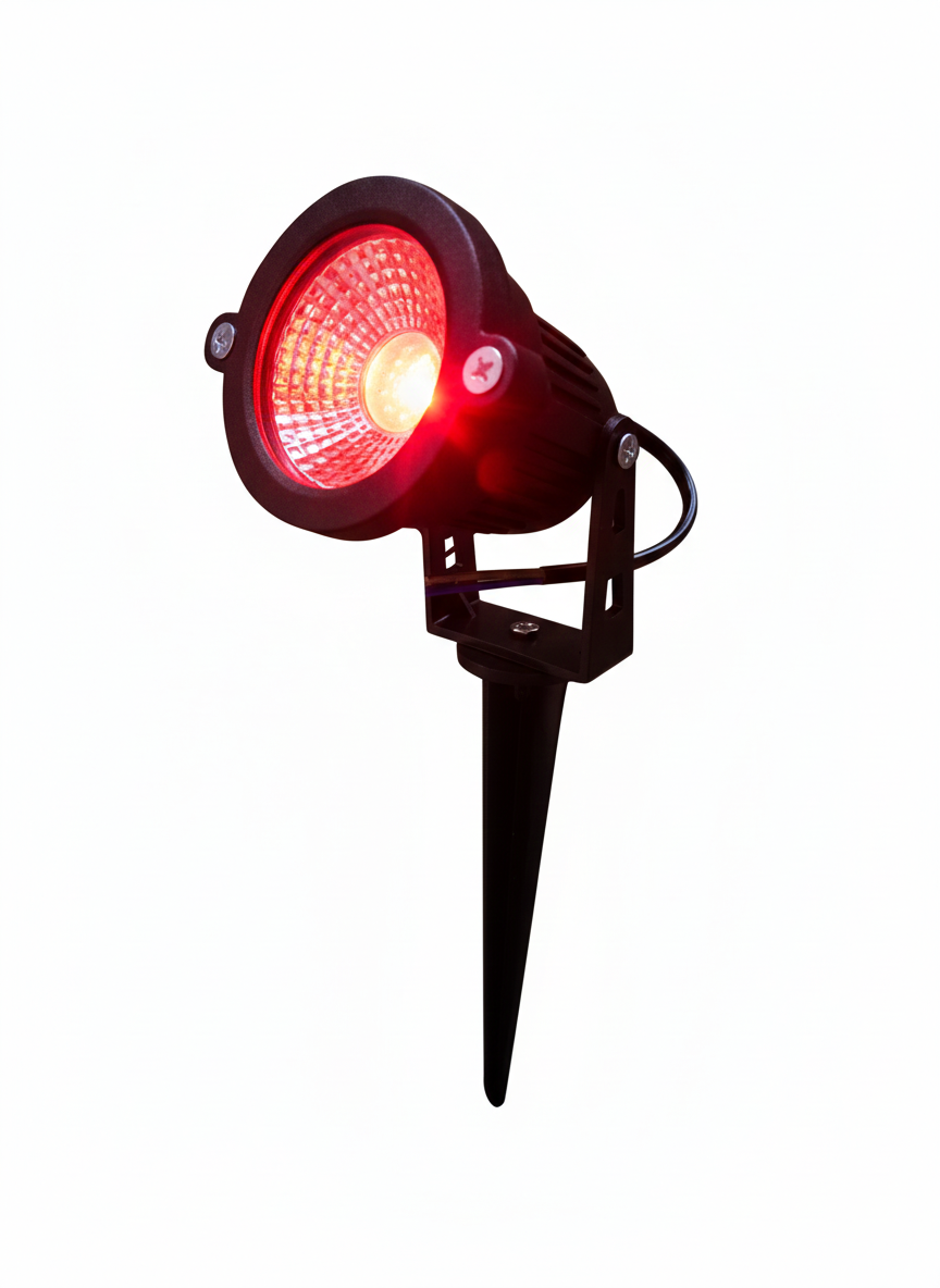 LAMPARA ESTACA PARA JARDIN LED 12W LUZ ROJA