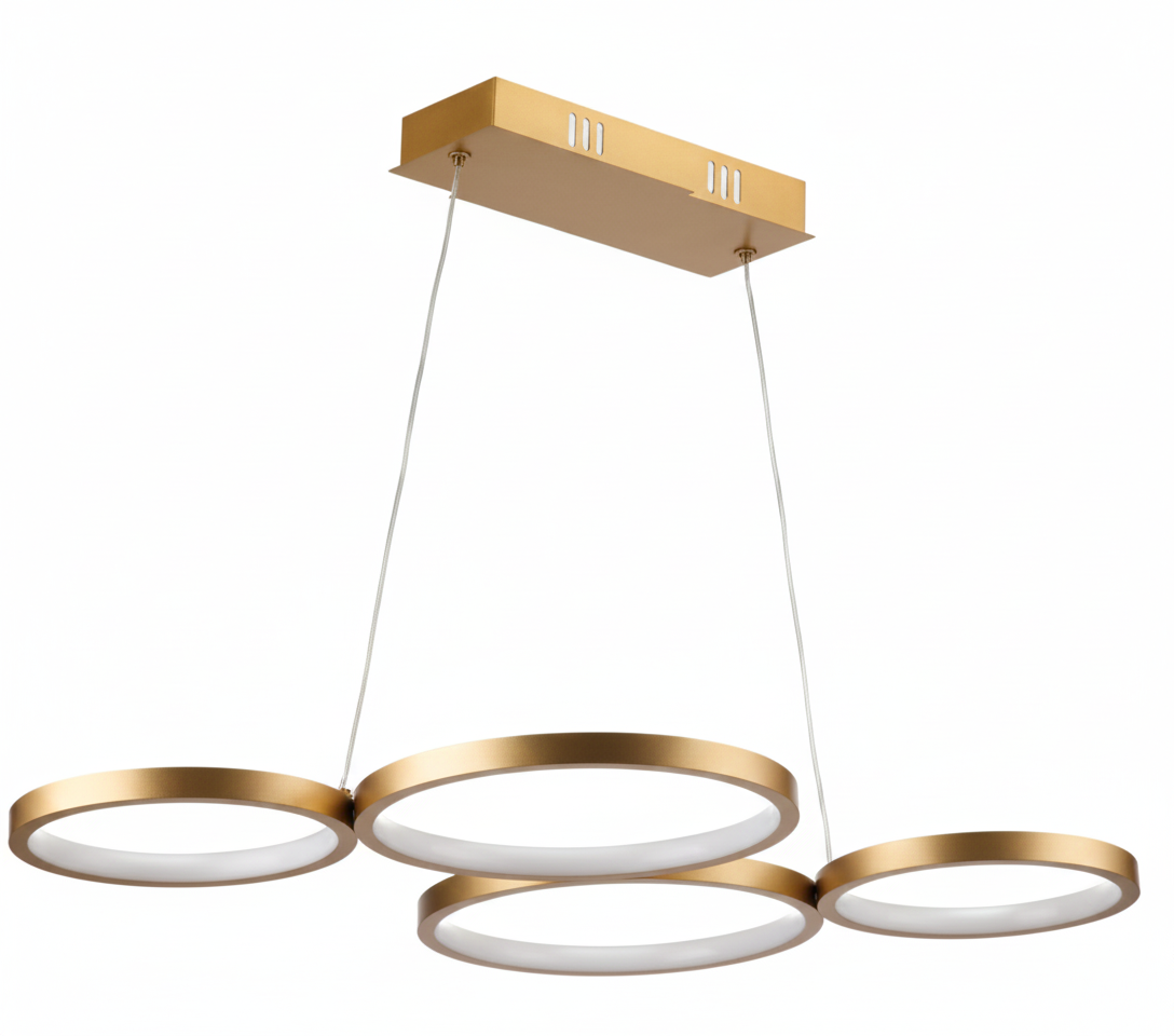 COLGANTE LED CANDIL DORADO ELEGANTE 3 TEMPERATURAS 4 AROS COLOR DORADO