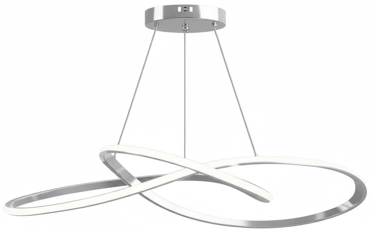 COLGANTE LED MINIMALISTA AROS ENTRELAZADOS 3 TEMPERATURAS COLOR PLATEADO