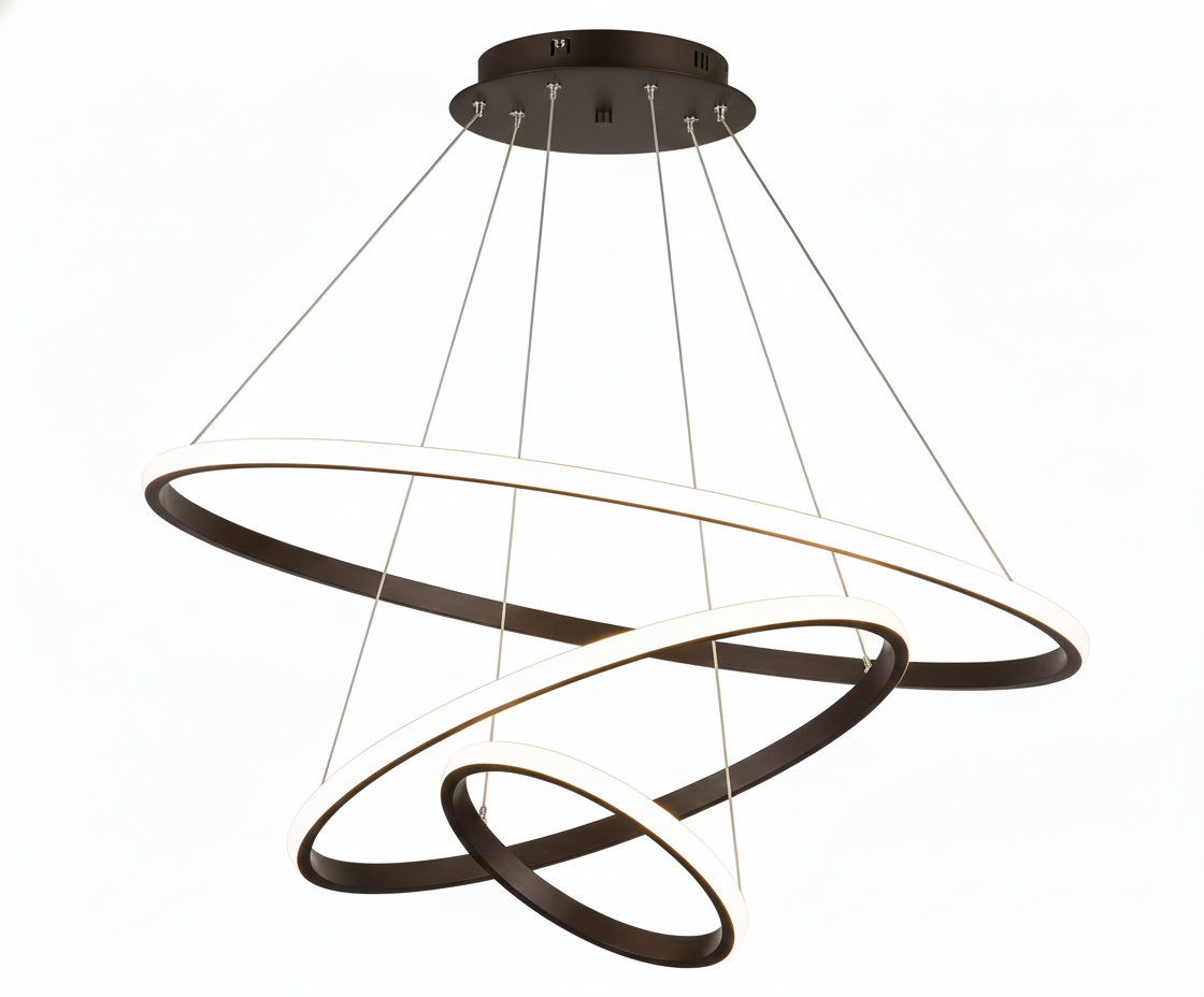 COLGANTE LED CANDIL ELEGANTE 3 TEMPERATURAS 3 AROS COLOR NEGRO