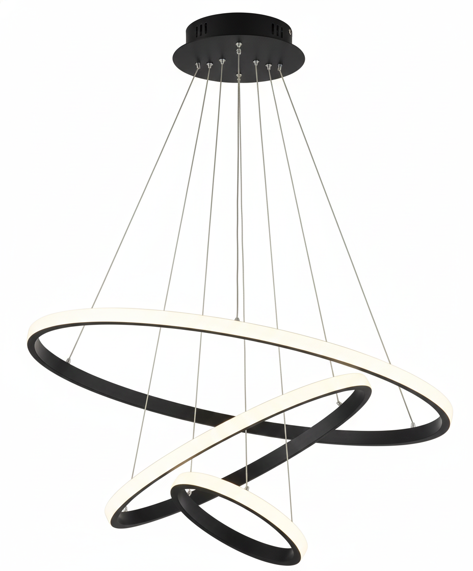 COLGANTE LED CANDIL ELEGANTE 3 AROS 3 TEMPERTATURAS COLOR NEGRO