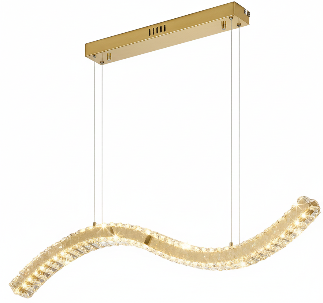 COLGANTE LED CANDIL CON DISEÑO DE OLA CRISTAL 3 TEMPERATURAS COLOR DORADO