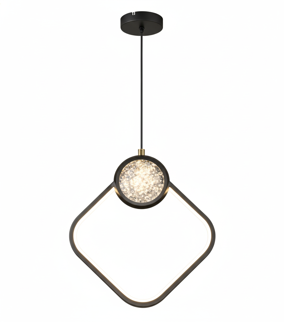 COLGANTE LED CANDIL CON DISEÑO DE ROMBO CRISTAL 3 TEMPERATURAS COLOR DORADO
