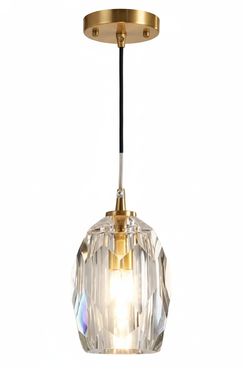 COLGANTE LED CANDIL DE CRISTAL 3 TEMPERATURAS CON DETALLE DORADOS