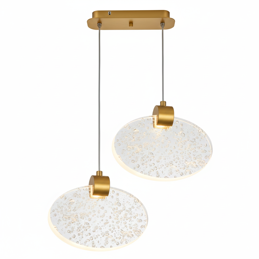 COLGANTE LED CON DISEÑO REDONDO CRISTAL 3 TEMPERATUAS COLOR DORADO