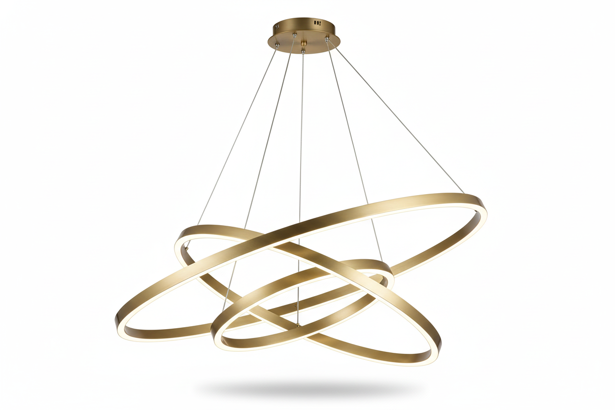COLGANTE LED MODERNA DE ANILLOS MULTIPLES 3 TEMPERATURAS COLOR DORADO