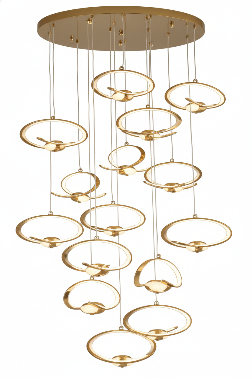 LAMARA LED COLGANTE 12 AROS 3 TEMPERATURAS COLOR DORADO