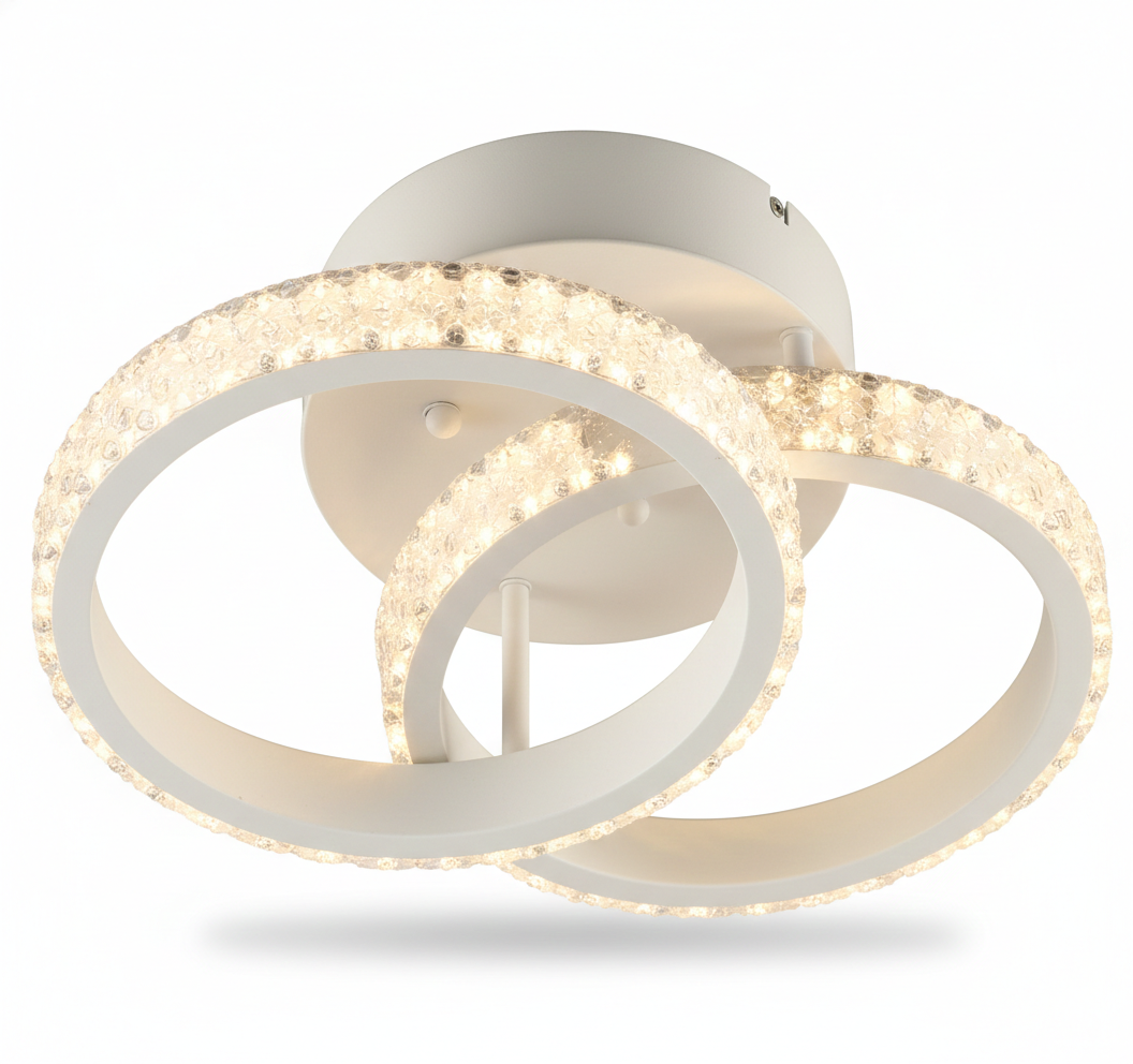 PLAFON DE TECHO LED MODERNO CON DISEÑO ARO DOBLE MARCO CRISTAL 3 TEMPERATURAS
