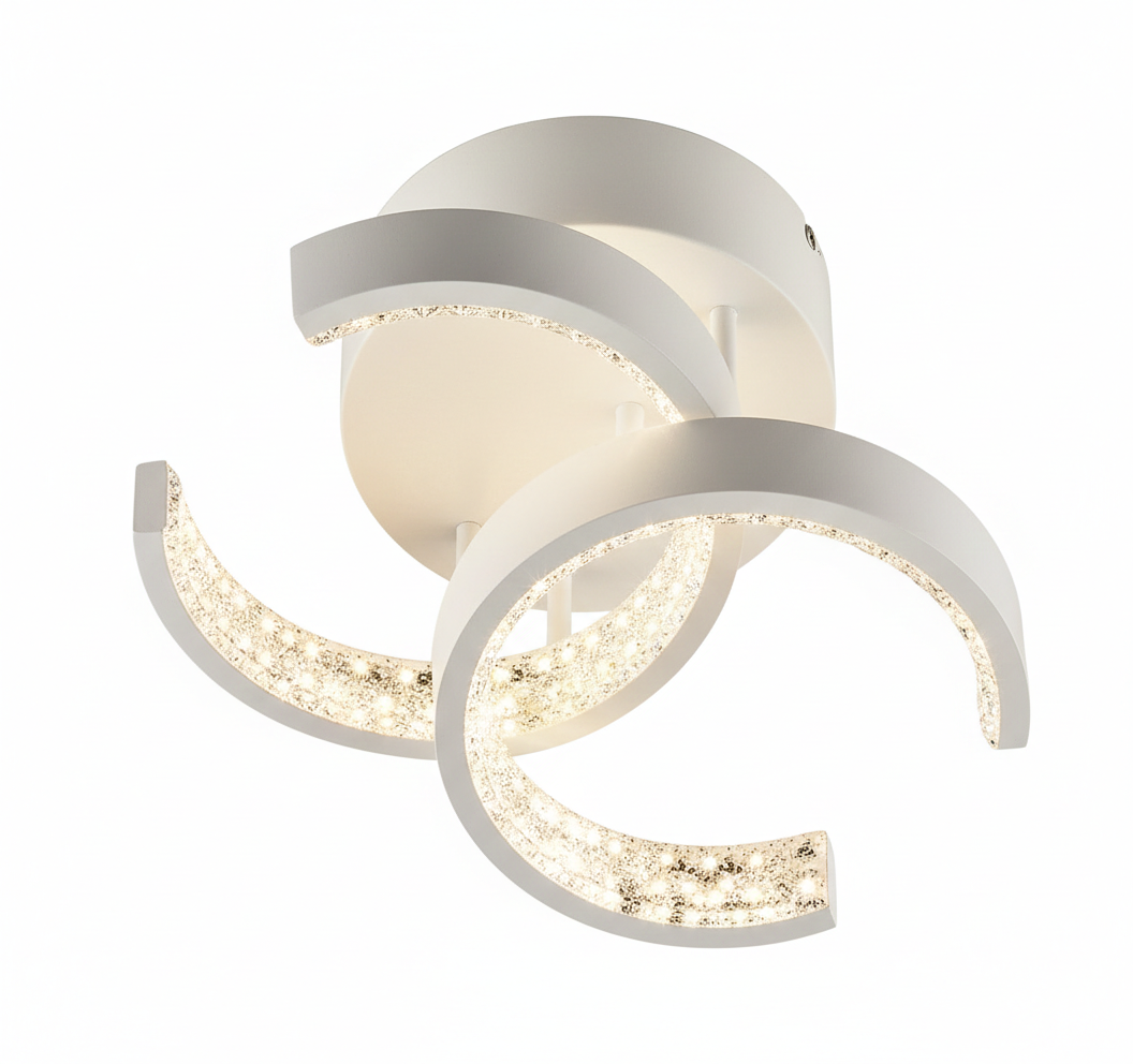 PLAFON DE TECHO LED MODERNO CON DISEÑO EN FORMA DE CURVAS CRISTAL TEMPERATURAS