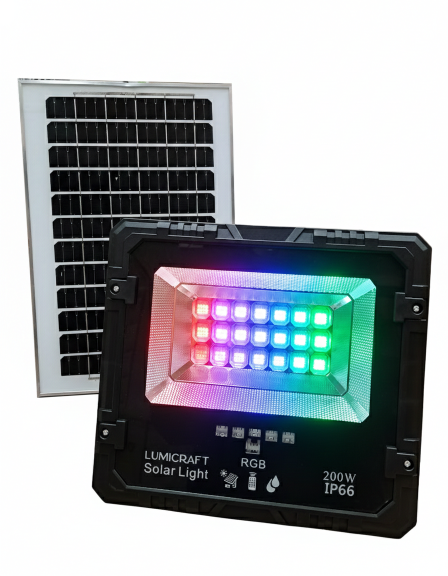 REFLECTOR LED SOLAR 200W RGB