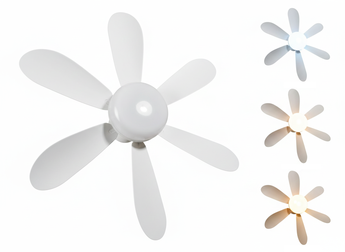 VENTILADOR CON LAMPARA LED INTEGRADO 35W 5 ASPAS 3 TEMPERATURAS