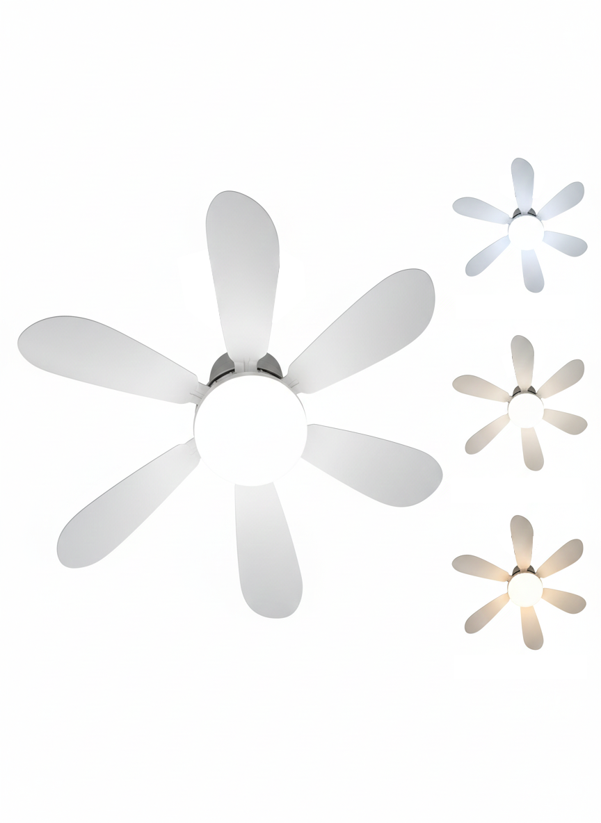 VENTILADOR CON LAMPARA LED INTEGRADO 45W 5 ASPAS 3 TEMPERATURAS